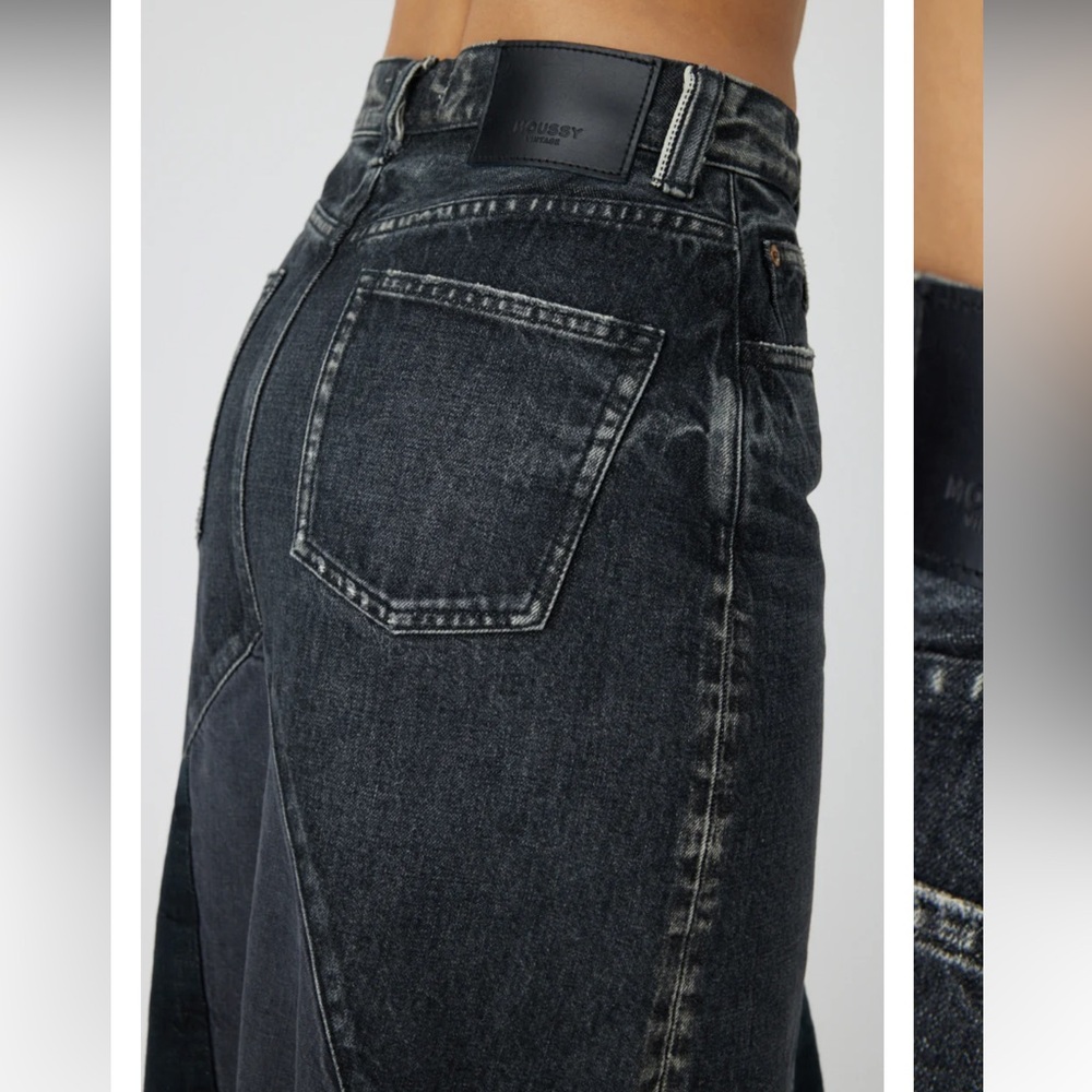 Moussy Vintage Vicksburg 100% Cotton Black Denim Frayed Hem Maxi Skirt NWT Sz 23 - Picture 10 of 13